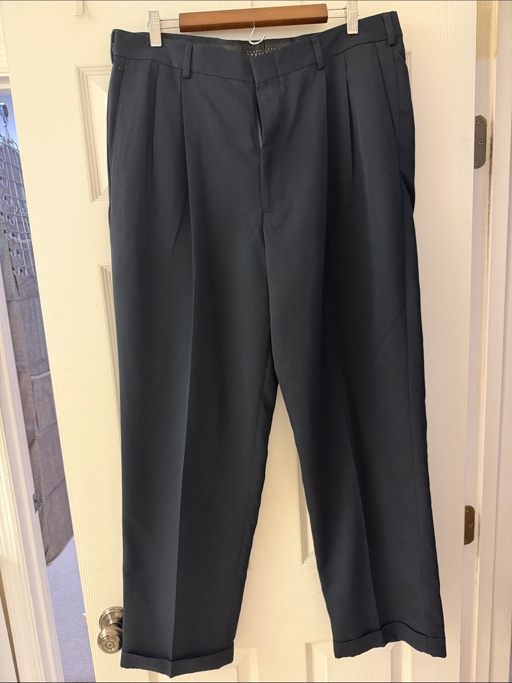 Perry Ellis Men's Navy Pleated Dress Pants